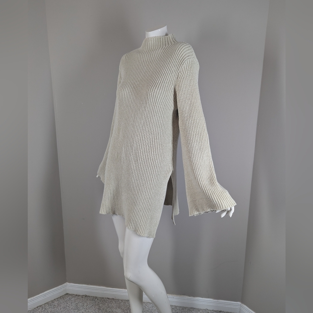 DISSH Australia Cotton Merino Wool Rib Knit Sweater Dress Bell Sleeve Small